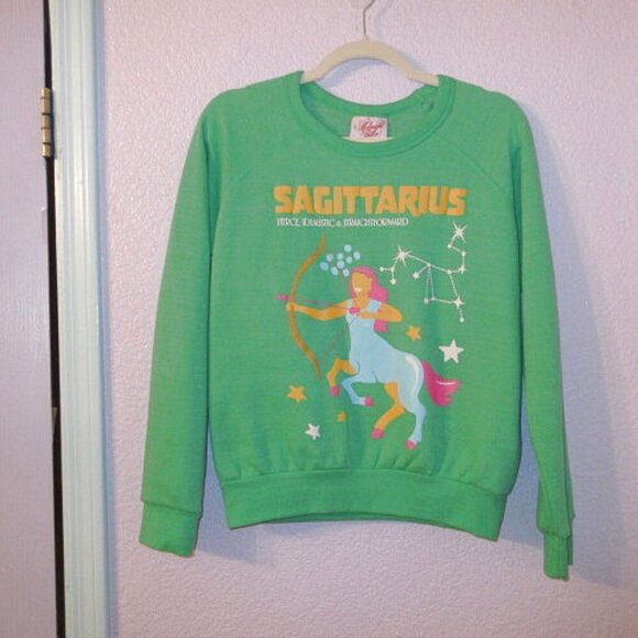Anthropologie Midnight Rider Sagittarius Sweatshirt Size XS Celestial Zodiac Cro - Picture 1 of 7